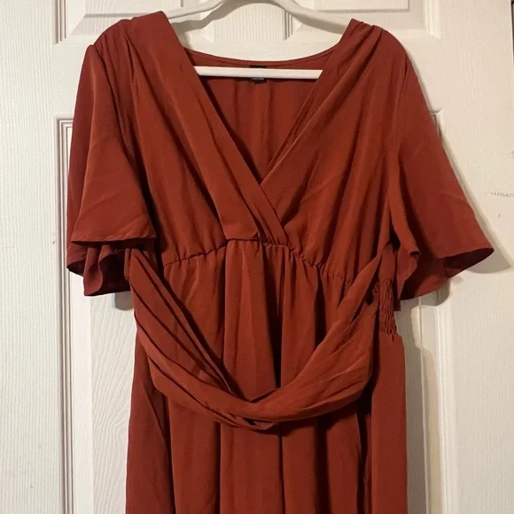 SHEIN Rust Brown “Wrap” Midi Dress - Picture 2 of 10